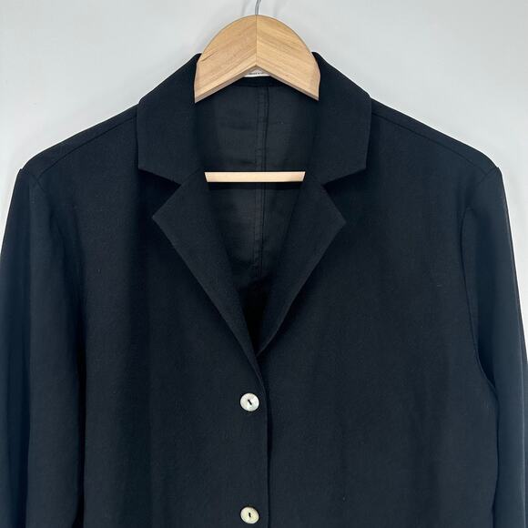 OAK + FORT Oversized Blouse Long Sleeve Button Up Shirt Top Shacket Black - Picture 5 of 14